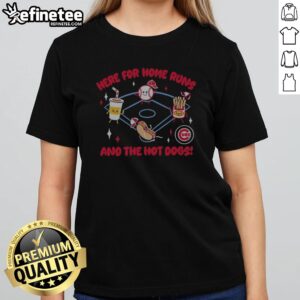 Top Here For Home Runs And The Hot Dogs Chicago Cubs MLB Mascot Cartoon Food girlt shirt featuring vibrant graphics