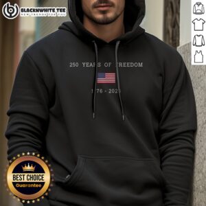 Official 250 Years Of Freedom 1776 2026 USA America Flag Hoodie featuring a vibrant flag design.