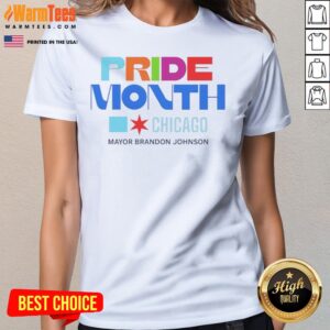 Nice Pride Month Chicago Mayor Brandon Johnson ladies tee featuring vibrant colors and a comfortable fit.
