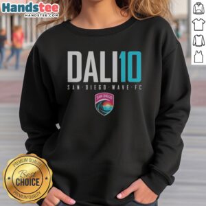 Awesome San Diego Wave FC DALI 10 sweatshirt featuring vibrant team colors and logo.
