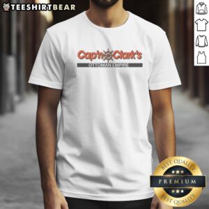 Top Cap'N Clark'S Ottoman Empire Nautical Ship Wheel Parody Pun Funny Comedy Shirt featuring a humorous nautical design.