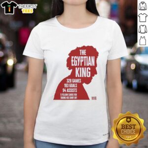 Alt Text: Premium Mohamed Salah Liverpool silhouette tee featuring stats: 328 games, 193 goals, 94 assists - The Egyptian King.