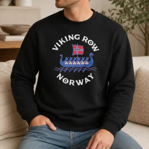 Top Viking Row Noway Ship With A Norwegian Flag Sail And Soccer Balls Along The Side Sweater