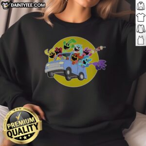 Cute Poppy Playtime Smiling Critters Drive Car Sweatshirt in soft fabric with colorful character print