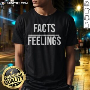 Nice Facts Over Feelings Logic Truth Reason Emotion Subjective Perspective Mindset Shirt displayed on a neutral background.