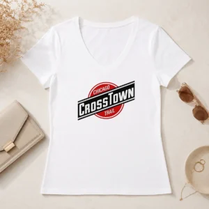 Awesome Chicago Crosstown Trail City Hiking Urban Route Path Outdoors Transit Map V-Neck Shirt