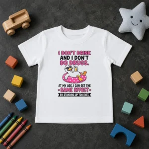 Original I Dont Drink And I Dont Do Drugs At My Age I Can Get The Same Effect By Standing Up Too Fa Kids T-Shirt