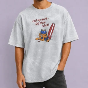 Good Orange Cat Relaxing At The Beach Call My Work Tell Them I Died on a soft washed t shirt in light color