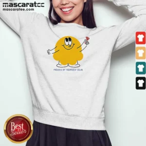 Good Movies By Yourself Club Yellow Blob Character Holding A Red Candy Art Sweatshirt