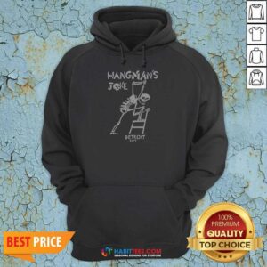 Good Hangmans Joke Detroit City Hanging Skeleton Hoodie hoodie optimized on a dark background, showing front graphic design