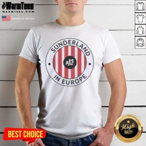 Hot Sunderland Association Football Club English Football League Als In Europe shirt displayed on a wooden background