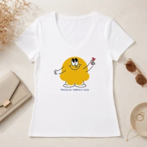 Pretty Movies By Yourself Club Yellow Blob Character Holding A Red Candy Art V-Neck Shirt