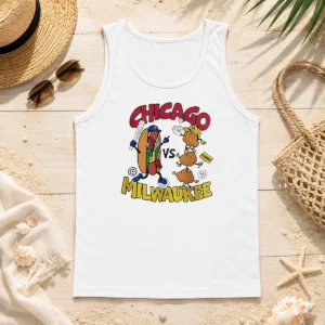 Pretty Chicago Cubs Vs Milwaukee Brewers Baseball Hot Dog Cheese Curds Tank Top