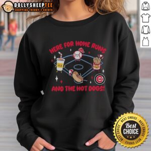 Awesome Here For Home Runs And The Hot Dogs Chicago Cubs MLB Mascot Cartoon Food Sweatshirt featuring a fun cartoon design.