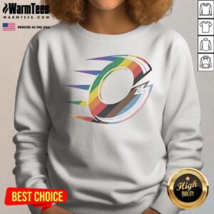 Official Ottawa Charge Rainbow LGBTQ Pride Logo PWHL Graphic sweatshirt featuring vibrant colors and inclusive design.
