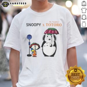 Awesome Snoopy Peanuts Charlie Brown Woodstock My Neighbor Totoro Snoopy X Totoro My Neighbor shirt on display