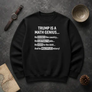 Top Trump Is A Math Genius He Divides The Country He Subtracts Jobs Sweater