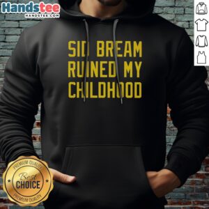 Funny Sid Bream Ruined My Childhood Pittsburgh Pirates MLB Baseball Fan Rivalry Hoodie displayed on a hanger