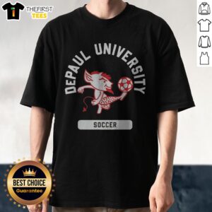 Nice Dibs Depaul Blue Demons Soccer Depaul University Shirt featuring vibrant blue and red colors
