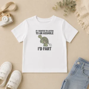 Original Turtle If I Wanted To Listen To An Asshole I'D Fart Funny Animal Meme Kids T-Shirt