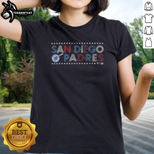 Awesome San Diego Padres Independence Day Macy Star Spangled Retro Ladies shirt featuring a patriotic design.