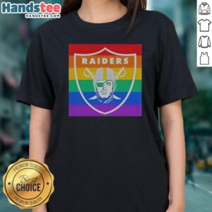 Pretty Las Vegas Raiders Pride Logo NFL Pride Month Theme Football Team Ladies Shirt featuring vibrant colors and logo.