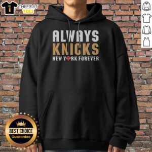 Good New York Knicks Forever Always Knicks NBA Champions 2026 Hoodie in navy blue with bold white and orange lettering