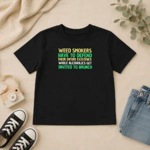 Pretty Weed Smokers Have To Defend Their Entire Existence While Alcoholics Get Invited To Brunch Kids T-Shirt