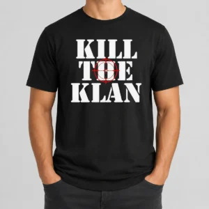 Good Kill The Klan Anti Racism Crosshair Target Graphic Statement t shirt in black, short sleeve cotton tee with bold graphic