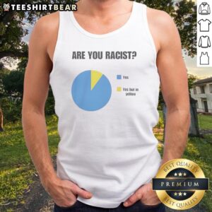 Pretty Are You Racist Yes Yes But In Yellow Tank top featuring bold text design on a vibrant yellow background.