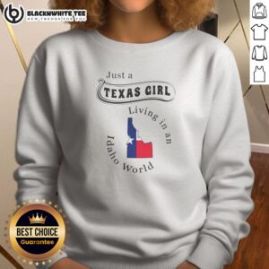 Top To Just A Texas Girl Living In An Idaho World Idaho State Map Sweashirt featuring a cozy crewneck design