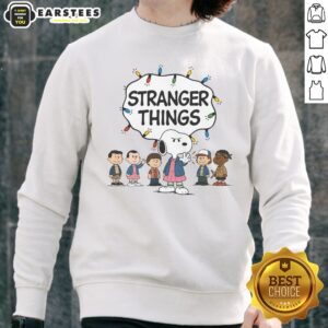 Nice Snoopy Eleven Peanuts Stranger Things Characters And Lights sweatshirt featuring vibrant graphics.
