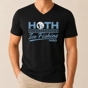 Original Old School Cold Wilderness ICE Fishing V-Neck Shirt