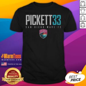 Awesome San Diego Wave FC Pickett 33 San Diego Wave FC Soccer League shirt displayed on a flat surface