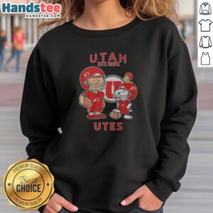 Awesome The Peanuts Utah Utes Football Est 1892 sweatshirt in charcoal gray with bold vintage print on front