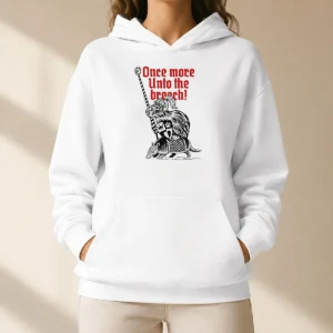 Pretty Sir Capy Once More Unto The Breach Hoodie in black with front pocket and drawstring hood
