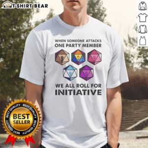 Pretty When Someone Attacks One Party Member We All Roll For Initiative Retro Shirt displayed on a neutral background.