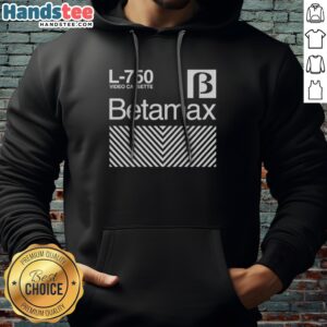 Top Betamax L 750 Video Cassette Hoodie in a striking design, perfect for retro enthusiasts.