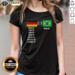 Funny Germany Vs Brazil 7 To 1 Scoreboard Muller Klose Kroos Khedira Schurrle Oscar ladies shirt in black cotton fabric