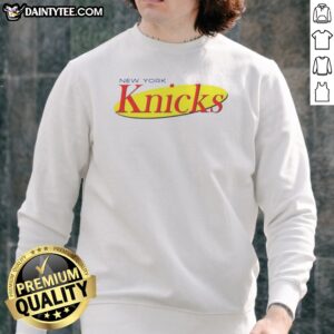 Hot New York Knicks Seinfeld Logo Sweatshirt featuring a cozy crewneck design with bold Knicks and Seinfeld-inspired graphic