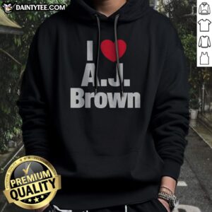 Awesome I Heart AJ Brown Philadelphia Eagles NFL Football Player Fan Sport Premium Hoodie in a vibrant green color.