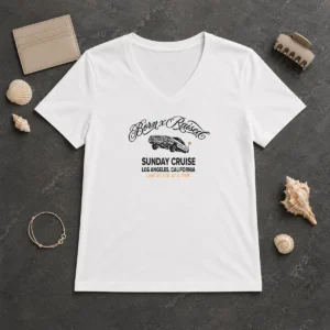 Premium Sunday Cruise Los Angeles California One Block At A Time V Neck Shirt in soft fabric with a relaxed fit