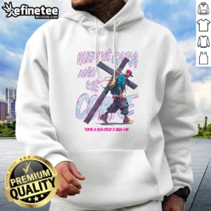Funny Man You See The Face Not The Hustle Take Up Your Cross And Follow Me Hoodie in dark color, front view with printed message
