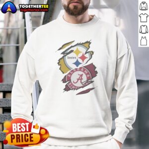 Premium Pittsburgh Steelers Alabama Crimson Tide Dual Team Logo Design Sweatshirt featuring team logos