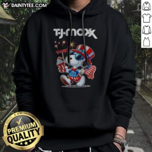 Pretty Snoopy X TJ Maxx Fourth Of July American 250 Years 1776 2026 Fireworks Hoodie featuring festive design