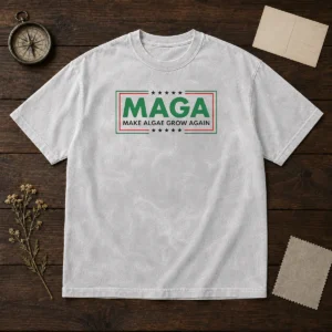 Original MAGA Algae Great Again Memorial Reflecting Pool America 2026 washed t shirt in faded black fabric