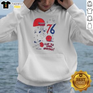 Alt Text: Pretty Snoopy X Philadelphia 76ers Clap Your Hands Everybody Hoodie featuring a stylish design and team logo.