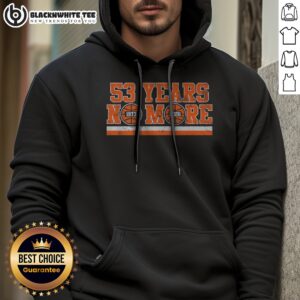 Official 53 Years No More Hoodie in charcoal gray with front pocket and drawstring hood