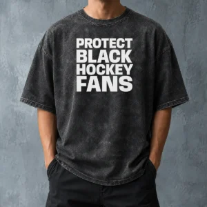 Hot Pretty Protect Black Hockey Fans Washed T-Shirt