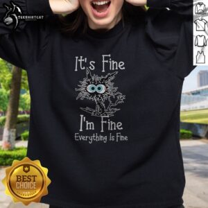 Funny It'S Fine I'M Fine Everything Is Fine Panicking Spiky Creature Humor Sweatshirt in cozy fabric with vibrant print